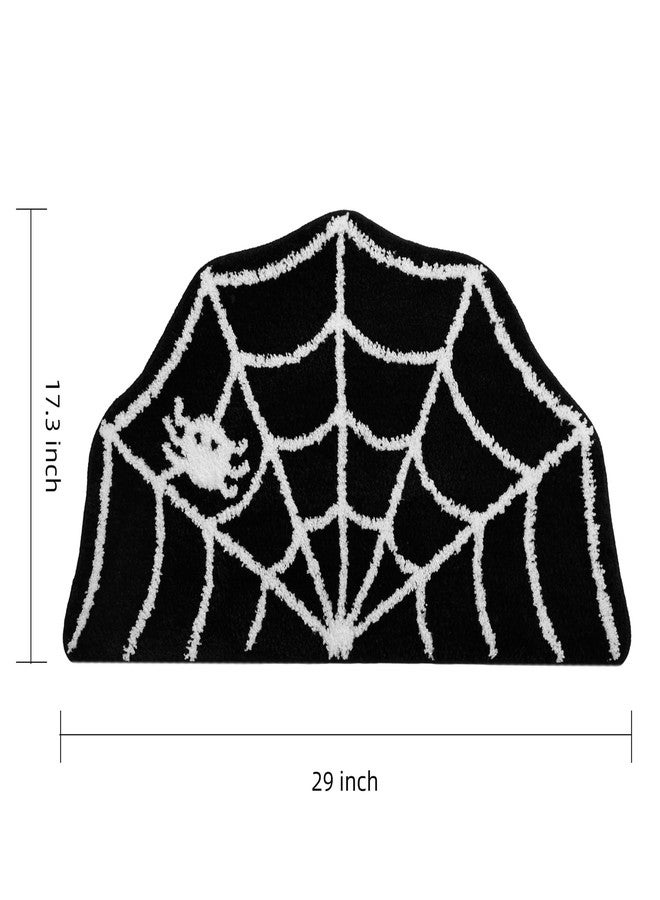 TRUEDAYS Halloween Decor Spider Web Bath Mat for Bathroom, Gothic Cute Halloween Decoration Black White Half Circle Bath Mat Non Slip Cartoon Bath Rug Bathroom Mat Plush Shower Rugs Washable - Image 4