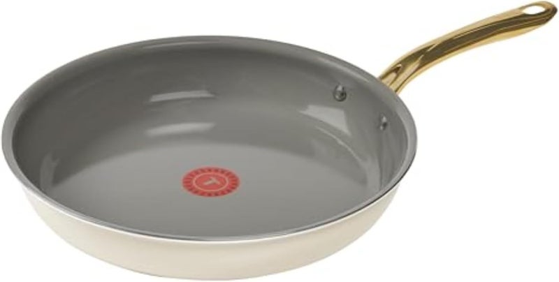 T-fal Preserve Ceramic, Ceramic Non Stick Fry Pan 12 Inch, Oven Broiler Safe 350F, Inoceram Glide Technology, Even Heat Base, Nonstick Cookware, Pots and Pans, Kitchen Frying Pan, Skillet, Beige - Image 1