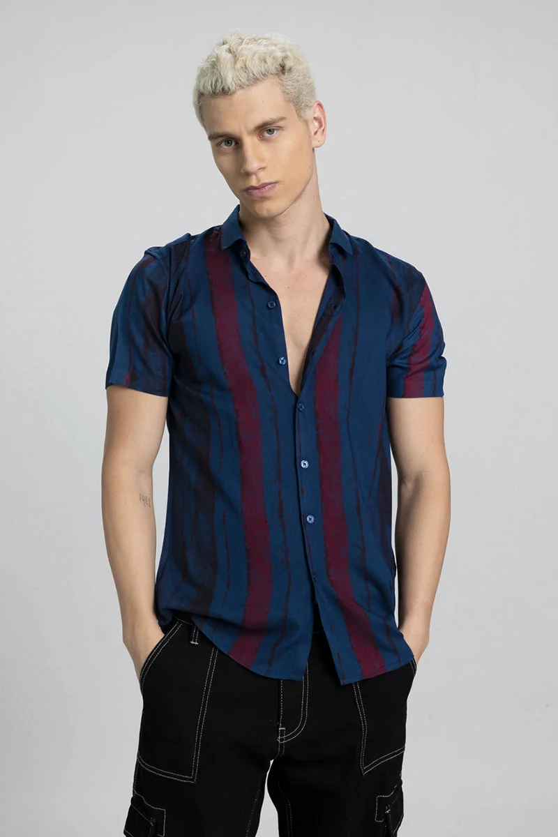 SNITCH Brush Stroke Blue Shirt