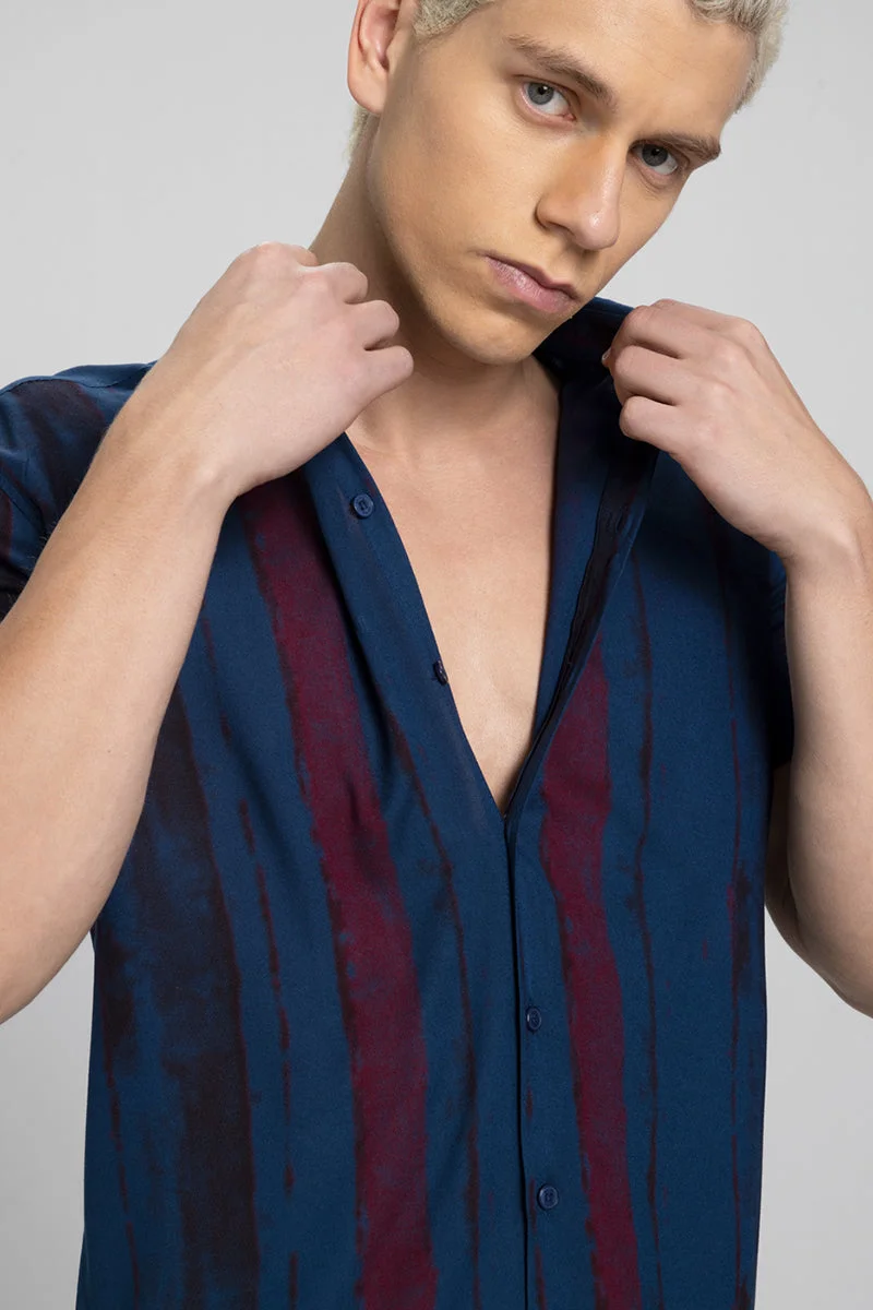 SNITCH Brush Stroke Blue Shirt