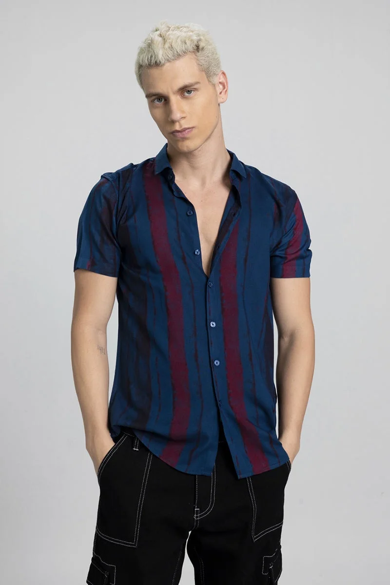 سنيتش قميص أزرق بضربات فرشاة