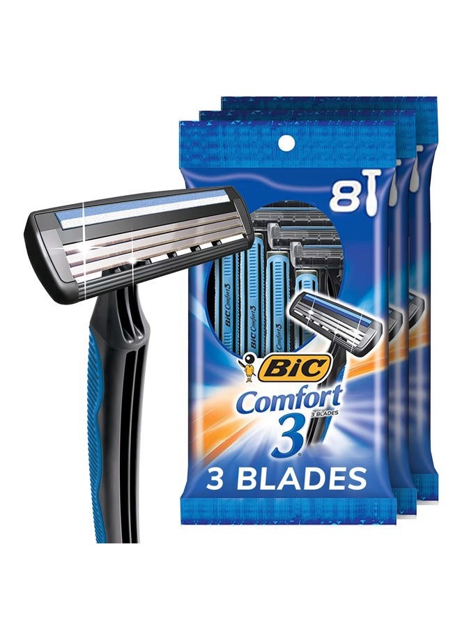 Bic Comfort 3 Disposable Razors, Long-Lasting 3-Blade Razors for Men, Perfect razors Designed for Smooth and Comfortable Shave, 24-Count - Image 1