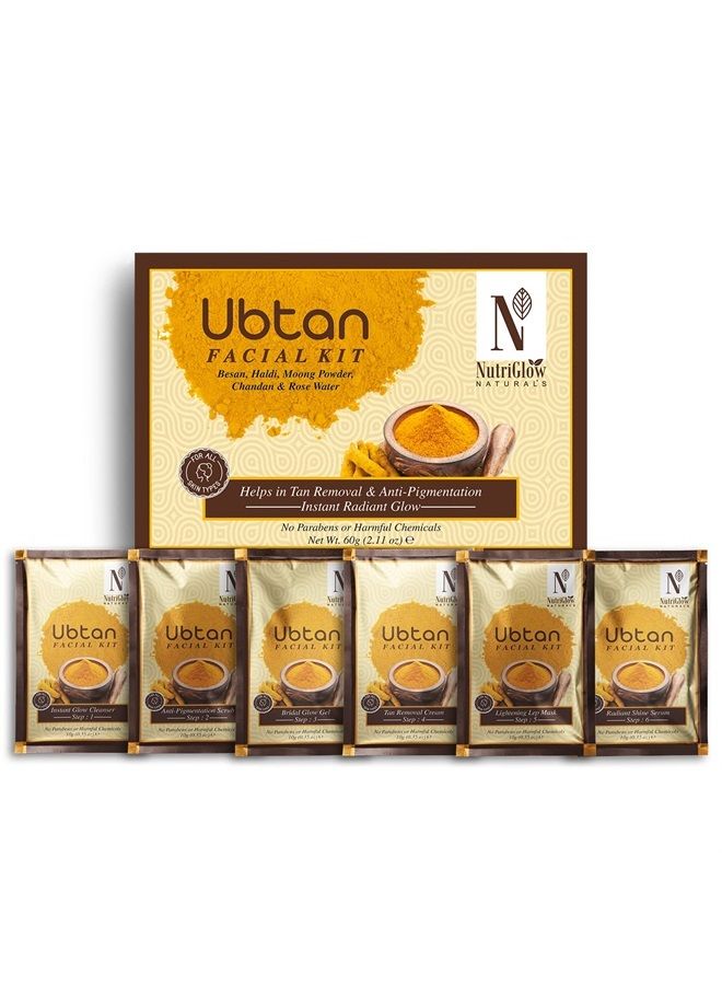 NutriGlow NATURAL'S Ubtan Facial Kit For Glowing Skin, Tan Removal With Haldi & Chandan, 60gm - Image 1