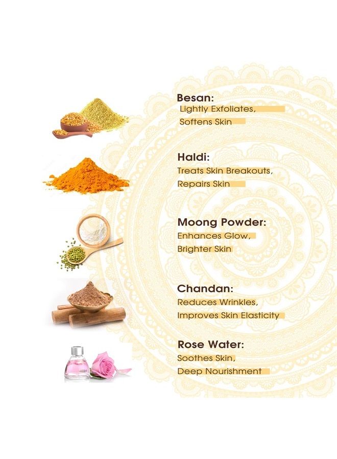 NutriGlow NATURAL'S Ubtan Facial Kit For Glowing Skin, Tan Removal With Haldi & Chandan, 60gm - Image 4
