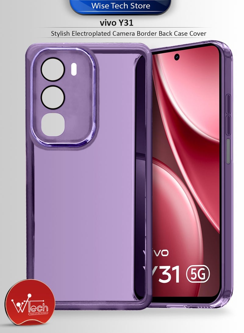 Wtech vivo Y31 5G 2025 Soft Transparent TPU Camera Lens Protection Silicone Ultra Thin Phone Stylish Electroplated Camera Border Back Case Cover - Eggplant Purple - Image 1