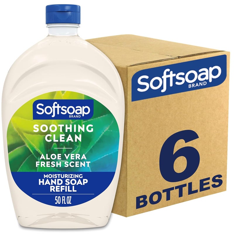 Softsoap  US05264A SOFTSOAP Liquid Hand Soap Refill Soothing Aloe Vera 50 Ounce Bottle Bathroom Soap Bulk Soap Moisturizing Hand Soap Premium Scented Hand Soap Pack of 6 Packaging May Vary