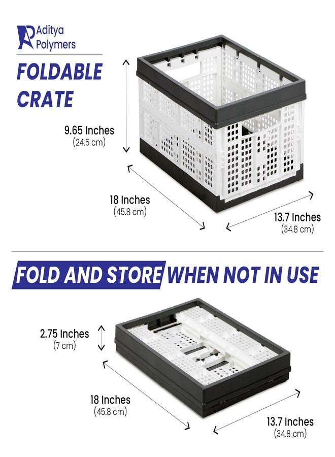Aditya polymers Foldable Plastic Basket White & Grey| 25Kg Capacity 45.7x34.3x25.4cm |Heavy Duty Collapsible Crate for Stacking Storing Organizing Transport - Image 4