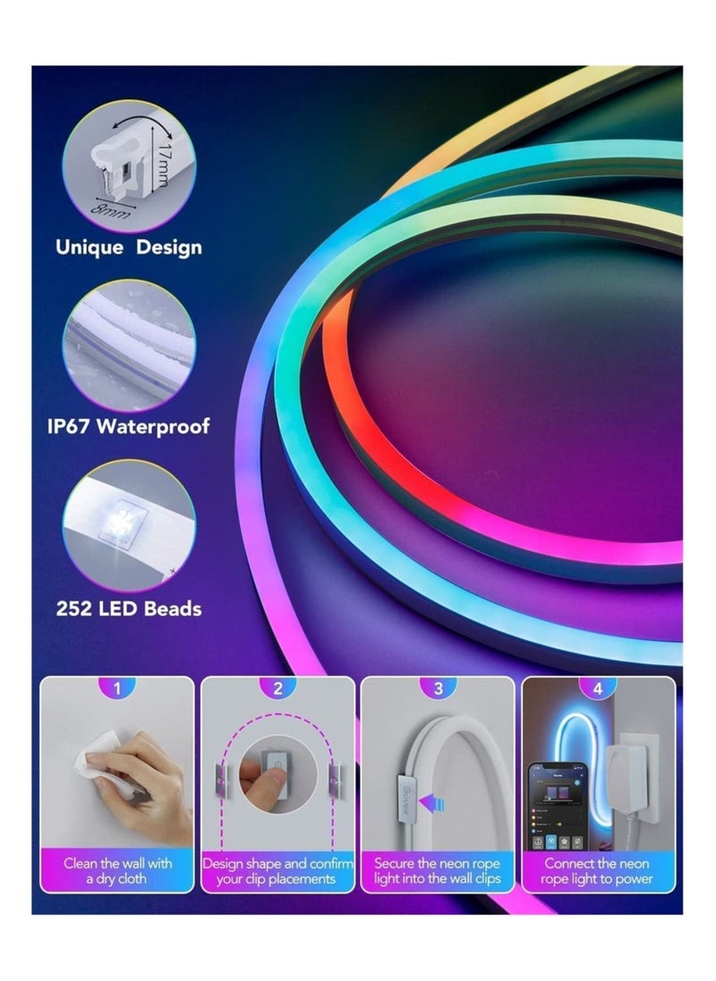 DMG TECH - Smart Neon Strip, Smart LED Light Strip, 3m with APP Control and WiFi Music Sync, Compatible with Alexa, Google Assistant, USB LED Neon Light for Bedroom, Living Room, Game Decoration - Image 1