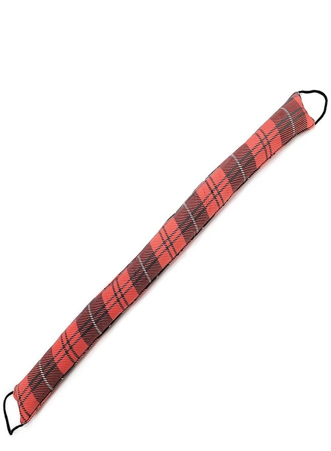 Roe & Moe Plaid Print Draft Stopper, Door Bottom Hot/Cold Air Blocker Noise Reducer Insulation Sound Proof Weather Strip Seal, 38 x 4 inches, with 2 Loops - Ideal for 36 inch Door - Image 1