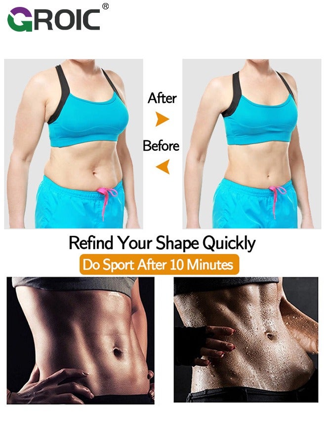 GROIC Woman Sweat Suit, Sauna Sweat Suits Shirt Waist Trainer for Woman, Compression Vest Workout Gym Clothes Sweat Enhancer Short Sleeve, Weight Loss Body Shaper for Workout Sports, M - Image 4