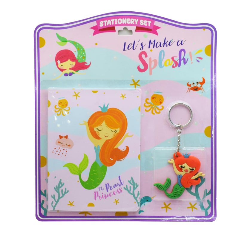 Asera Stationery Gift Set for Kids with Diary and Keychain Party Favor Return Gift Set for Boys/Girls Birthday Gift (Mermaid 12 Pcs) - Image 3