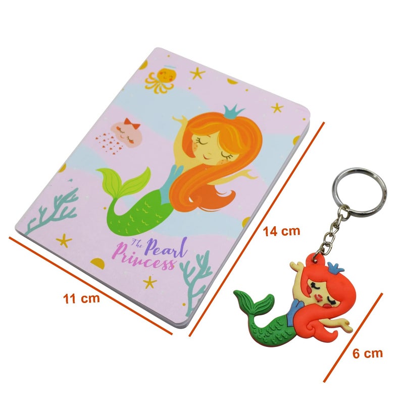 Asera Stationery Gift Set for Kids with Diary and Keychain Party Favor Return Gift Set for Boys/Girls Birthday Gift (Mermaid 12 Pcs) - Image 2