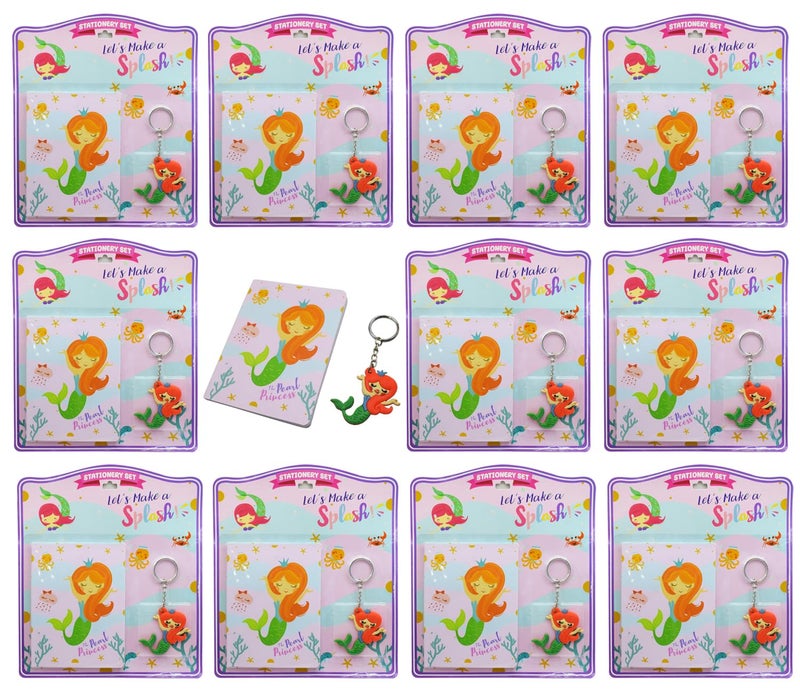 Asera Stationery Gift Set for Kids with Diary and Keychain Party Favor Return Gift Set for Boys/Girls Birthday Gift (Mermaid 12 Pcs) - Image 1