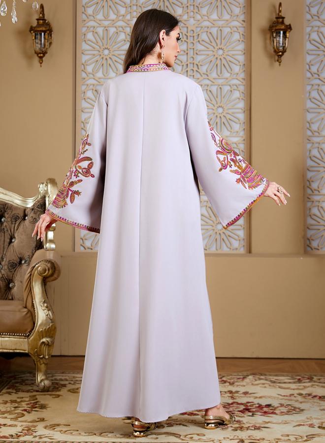 Take Two Women Grey Embroidered Velvet Jalabiya - Image 3