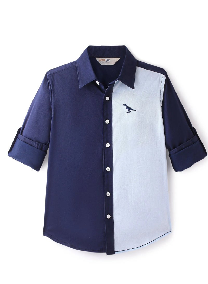 Primo Gino - Color Block Shirt - Navy/Light Blue  - Image 1