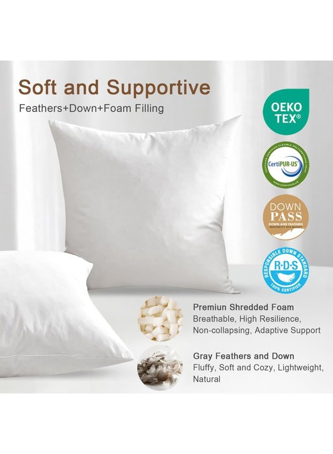 KUSNUG Organic Feather Down Lumbar Pillow Inserts (12x20 Inch, Set of 2) - 100% Cotton Shell, Filling of Feathers Down & Memory Foam, Rectangular Decorative Pillow Form Core for Couch, Sofa, and Bed - Image 3