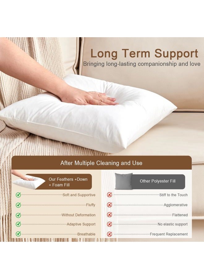 KUSNUG Organic Feather Down Lumbar Pillow Inserts (12x20 Inch, Set of 2) - 100% Cotton Shell, Filling of Feathers Down & Memory Foam, Rectangular Decorative Pillow Form Core for Couch, Sofa, and Bed - Image 5