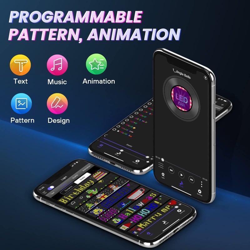 Rayhome لافتات إعلانات LED كبيرة ومضيئة من RAYHOME، مرنة، تعمل بجهد 5V USB، تحكم عبر تطبيق بلوتوث، نص مخصص، نمط الرسوم المتحركة، عرض قابل للبرمجة للمتجر، السيارة، البار، الفندق (27''x5'') - Image 2