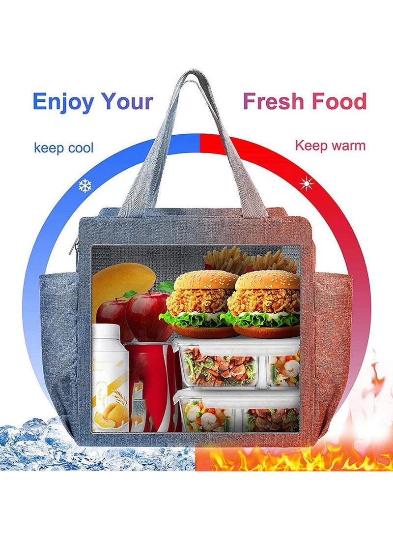 LIMITLESS - Lunch Bag Tote Cooler Insulated Lunch Box for Women and Men Leakproof Reusable, Stylish Large Capacity Insulated Lunch Tote Reusable, Waterproof, and Perfect for Work or Picnics (Blue) - Image 1