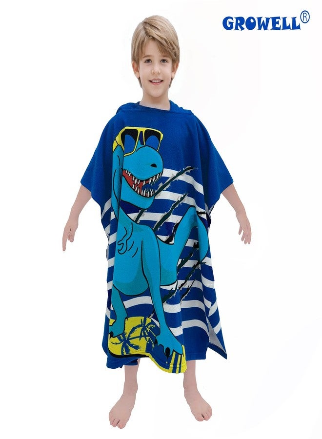 growell Hooded Kids Beach Towels - Toddler Bath Towel Girls Boys Swim Cover-ups for Ages 1 to 6 Kids Pool Towels Quick Dry Lightweight Soft Microfiber Poncho Towel 24x24 (Dinosaur Navy) - Image 2