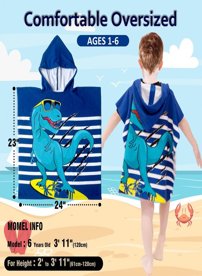growell Hooded Kids Beach Towels - Toddler Bath Towel Girls Boys Swim Cover-ups for Ages 1 to 6 Kids Pool Towels Quick Dry Lightweight Soft Microfiber Poncho Towel 24x24 (Dinosaur Navy) - Image 4
