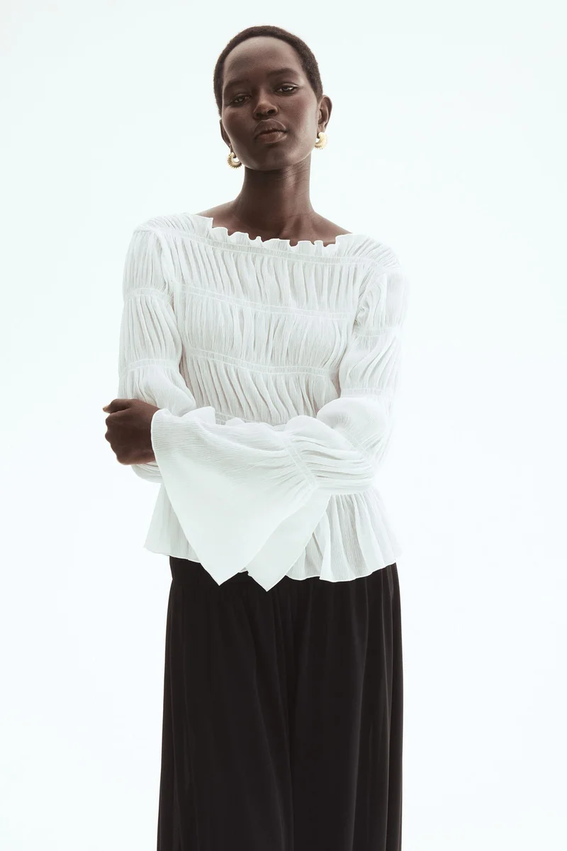 H&M Smocked boat-neck top