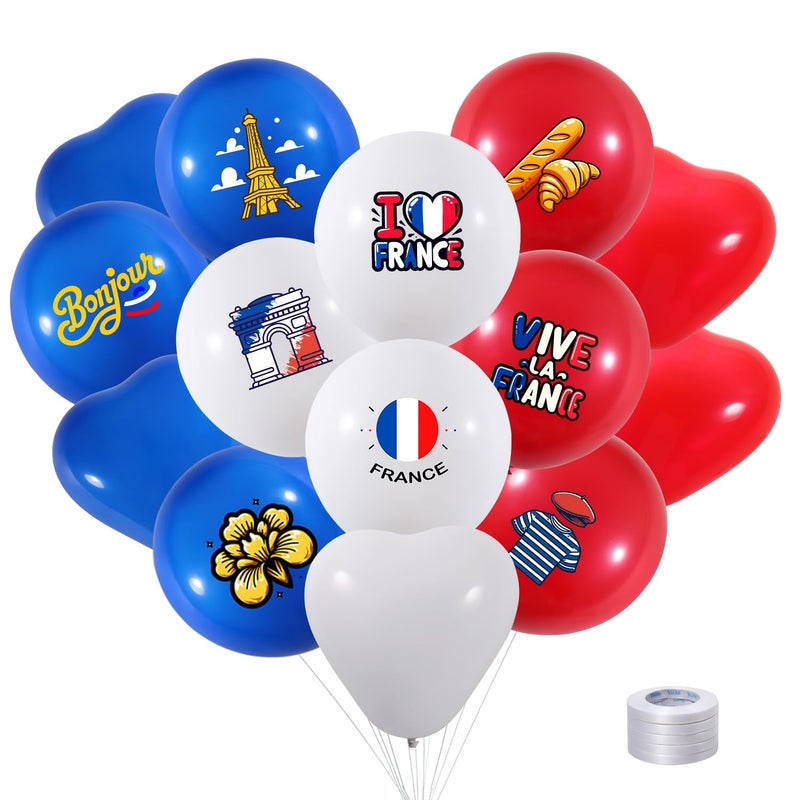 France Balloons 96pcs French Balloons Htabiol France Party Decorations French Party Decorations Fit for Paris Birthday Decor Bastille Day Decor Parisian and Eiffel Tower Themed Birthday