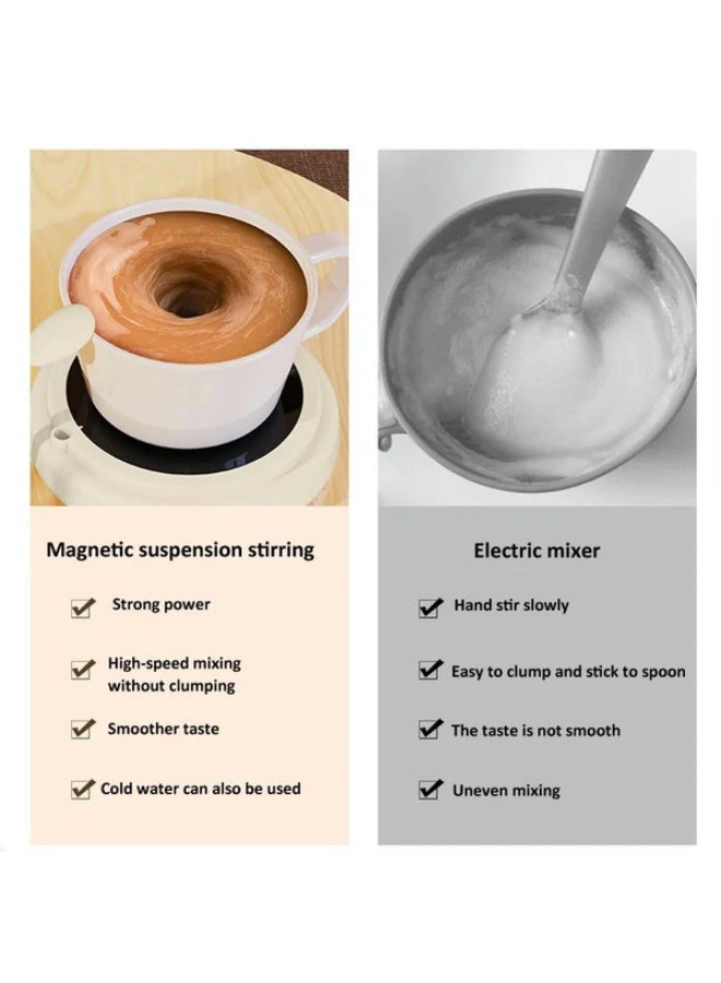 Brinaoki Self Stirring Mug, Rechargeable Chocolate Milk Mixer Cup, Magnetic Electric Mixing Suitable for Various Cups, Commonly Used for Travelling, Home, Office, Includes Spoon - White - Image 5