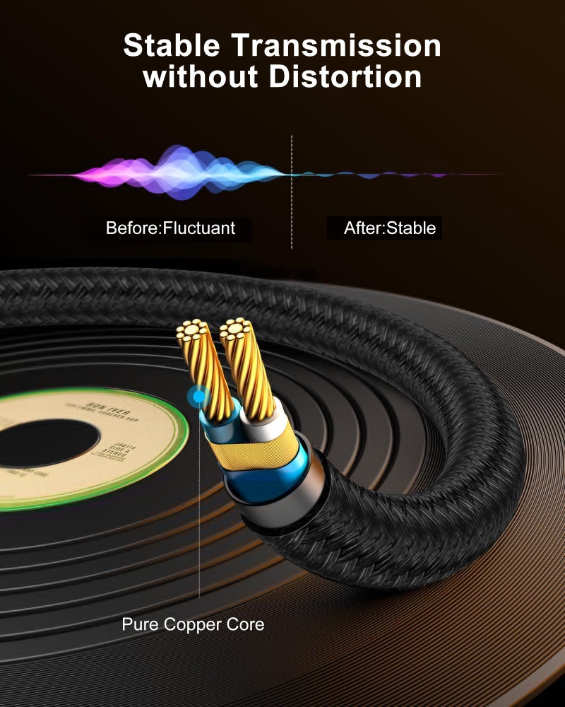 AILKIN 3.5mm to 6.35mm Stereo Audio Cable, Braided 1/4 Male to 1/8 Male TRS Bidirectional Stereo Aux Cord 6.6ft Audio Jack Cable for Headphone Guitar Piano iPad Laptop Speaker Amplifier Home Theater Device - Image 2