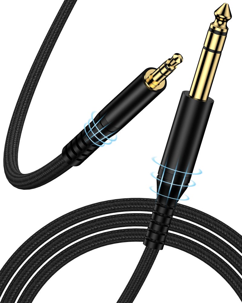 AILKIN 3.5mm to 6.35mm Stereo Audio Cable, Braided 1/4 Male to 1/8 Male TRS Bidirectional Stereo Aux Cord 6.6ft Audio Jack Cable for Headphone Guitar Piano iPad Laptop Speaker Amplifier Home Theater Device - Image 1
