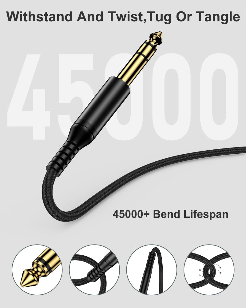 AILKIN 3.5mm to 6.35mm Stereo Audio Cable, Braided 1/4 Male to 1/8 Male TRS Bidirectional Stereo Aux Cord 6.6ft Audio Jack Cable for Headphone Guitar Piano iPad Laptop Speaker Amplifier Home Theater Device - Image 3