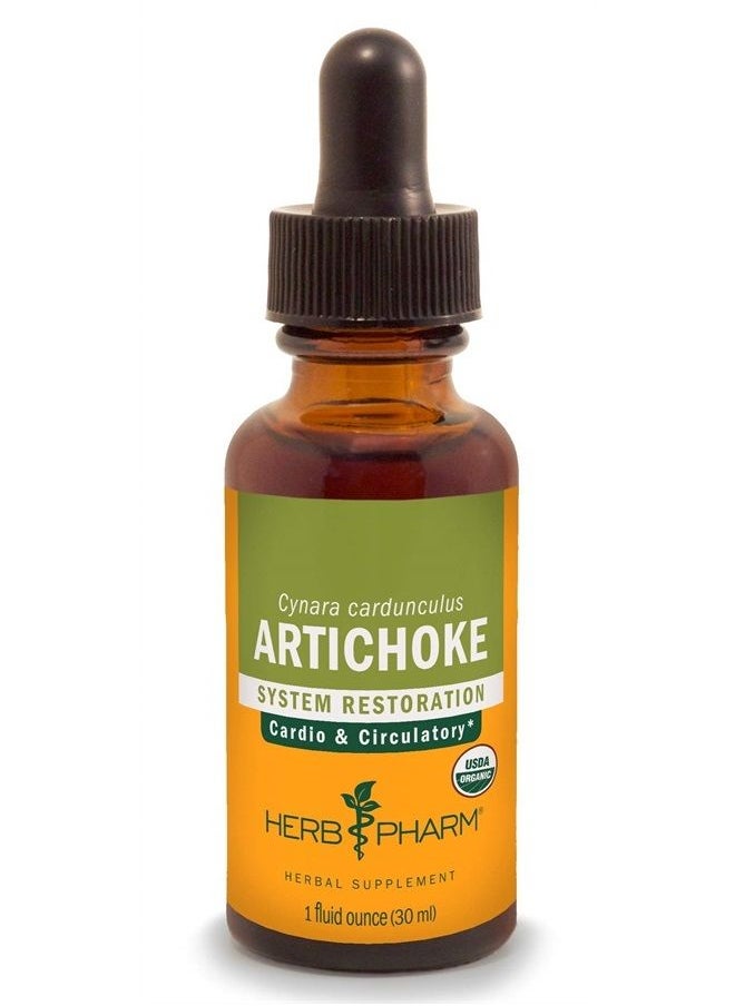 HERB PHARM Certified Organic Artichoke Liquid Extract for Cardiovascular and Circulatory Support - 1 Ounce 