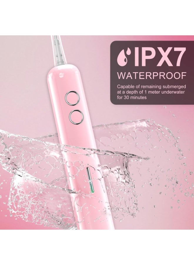 general Electric Toothbrush Wave Oscillation & Vibration Sonic Tooth Brush for Adults BASS-Brushing Technique Travel Rechargeable Toothbrushes 4 Soft Bristle Replace Heads IPX7 Gifts for Men Women Pink - Image 4