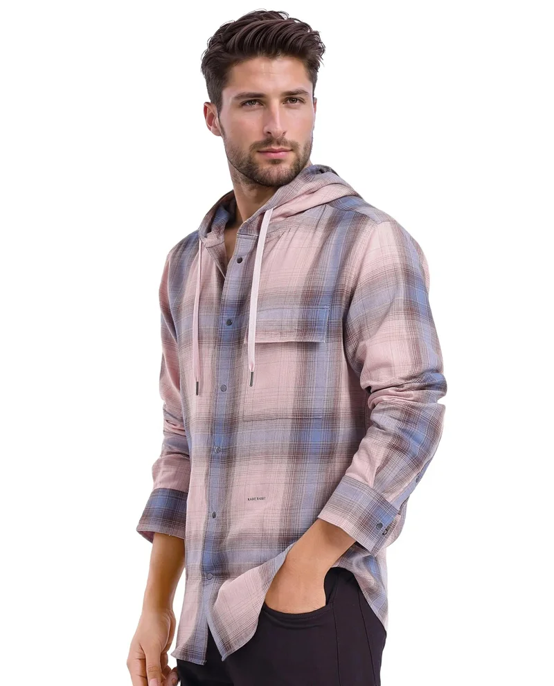 Rare Rabbit Men's Hooded Check Shirt