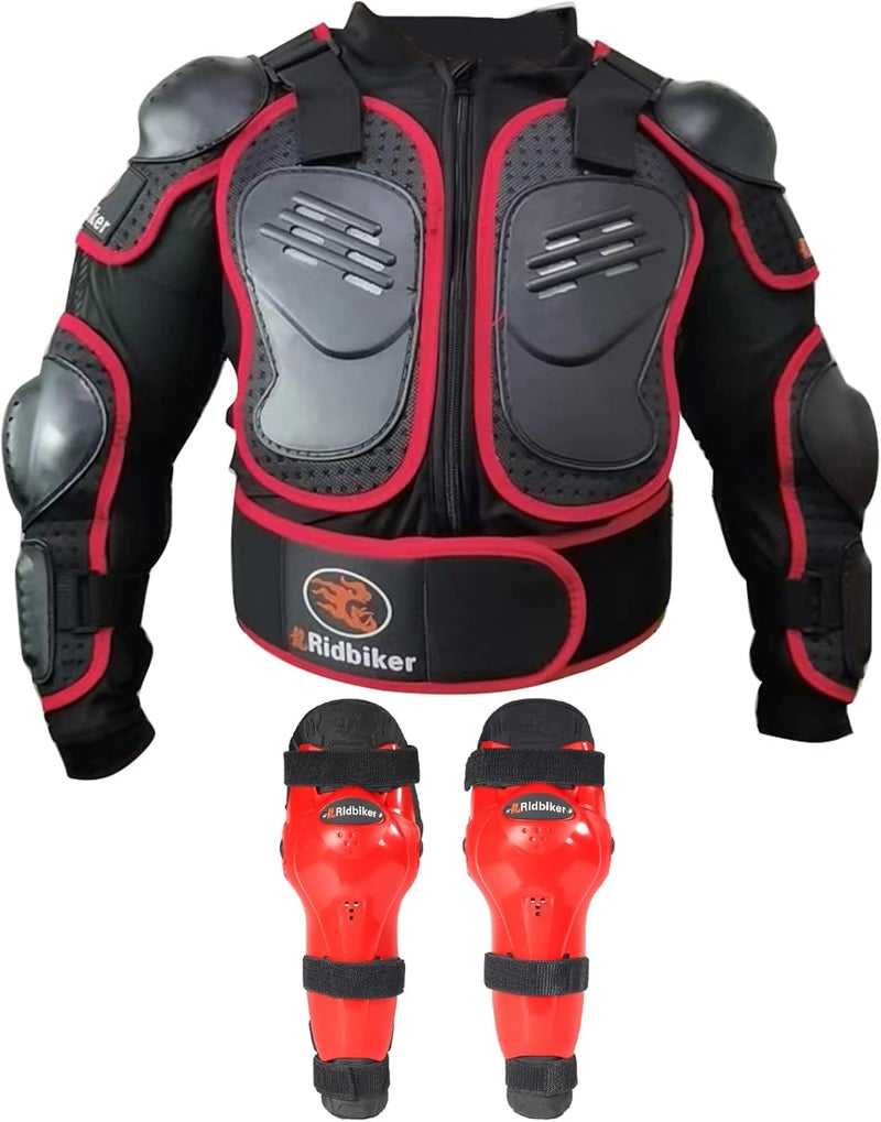 RIDBIKER Kids Dirt Bike Gear Chest Spine Protector Body Armor Jacket with Knee Guards - Image 1
