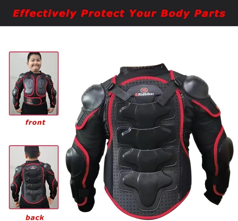 RIDBIKER Kids Dirt Bike Gear Chest Spine Protector Body Armor Jacket with Knee Guards - Image 5