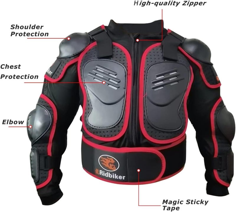 RIDBIKER Kids Dirt Bike Gear Chest Spine Protector Body Armor Jacket with Knee Guards - Image 3