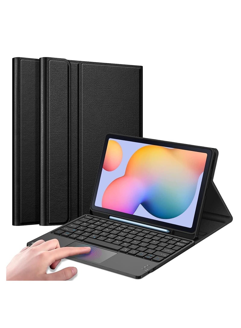 ELTRAZONE 🖥️ Keyboard Case for Samsung Galaxy Tab S6 Lite 10.4 Inch 2022/2020 Model (SM-P610/P613/P615/P619) - Soft TPU Back Cover with Built-in Trackpad, Detachable Wireless Bluetooth Keyboard, Black - Image 1