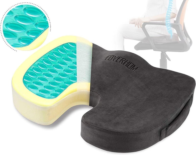 Foverhom Gel Seat Cushion for Long Sitting - Orthopedic Memory Foam Cushion for Tailbone Pain Relief - Image 2