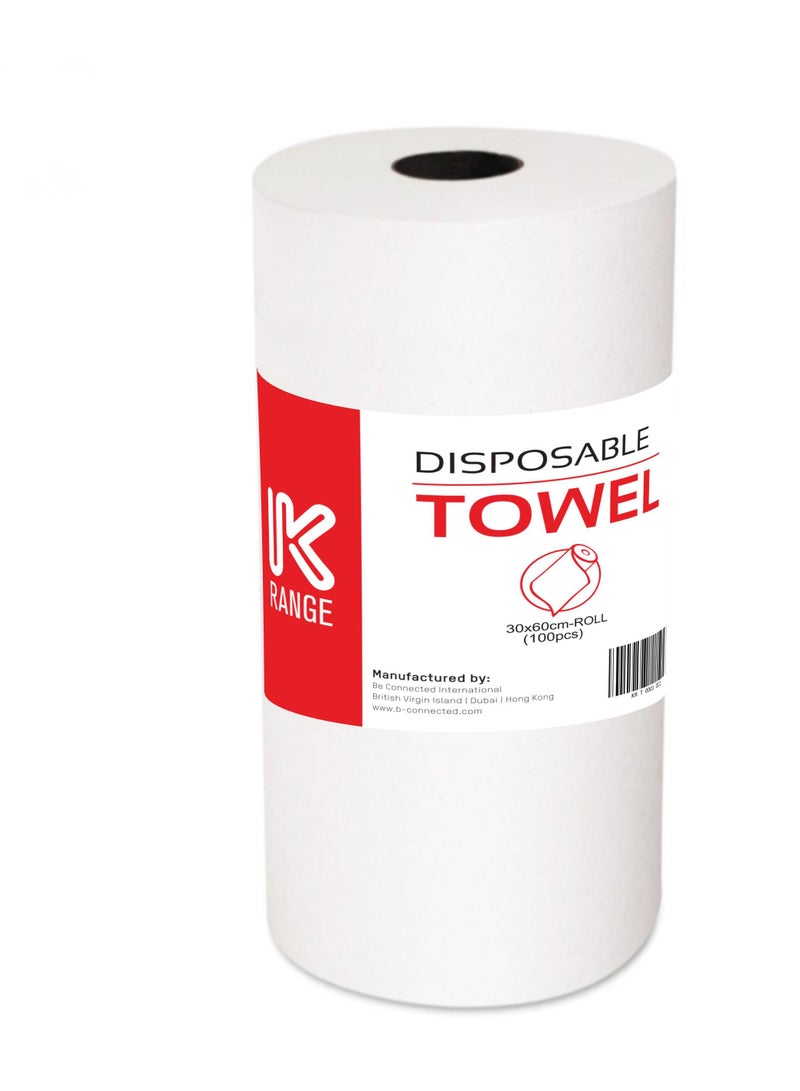 K RANGE 100 Pcs White Multipurpose Disposable Towel - Image 1