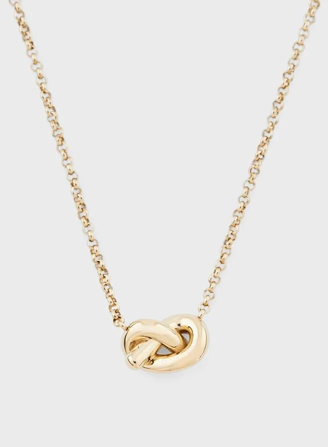 OLIVIA BURTON Lovers Knot Collection Pendant Necklace For Women In Yellow Gold - 24100221