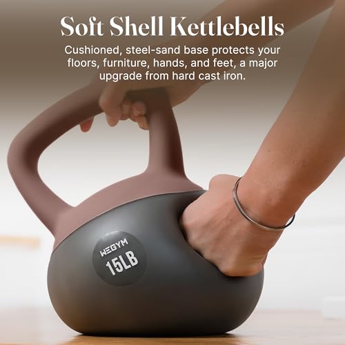 WeGym Soft Kettlebell with Cushioned Impact Resistant Base, Anti Slip Wide Grip Handle for Home Workouts, Weightlifting, Full Body Training (20LB Rose) - Image 2