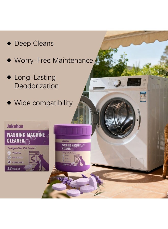 Jakehoe Washing Machine Cleaner Tablets 12 Pack for  Front Load, Top Load Washing Machine Cleaning Tablets Descaler and Deodorizer, Formulated for Pet Owners, 1 Year Supply Laundry Washer Cleaner - Image 4