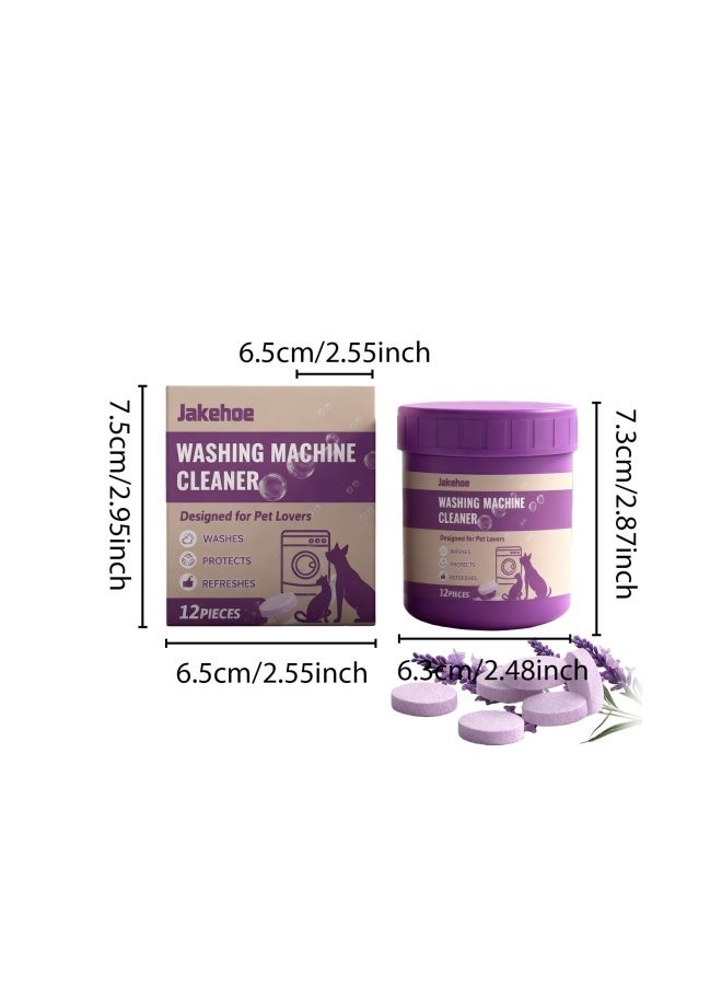 Jakehoe Washing Machine Cleaner Tablets 12 Pack for  Front Load, Top Load Washing Machine Cleaning Tablets Descaler and Deodorizer, Formulated for Pet Owners, 1 Year Supply Laundry Washer Cleaner - Image 2