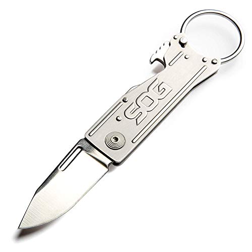 SOG KeyTron Keychain Pocket Knife- Convenient 1.8 Inch EDC Folding Knife with Bottle Opener and Quick Thumb Release (KT1001-CP) - Image 1