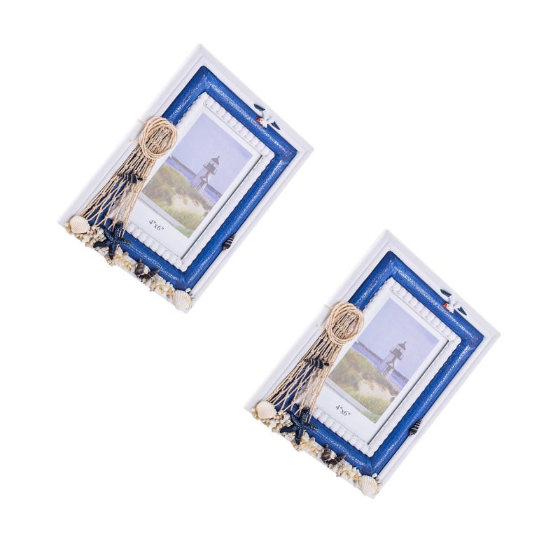 2 pcs Nautical Photo Frame Mediterranean Style Picture Frame Photo Holder - Image 1