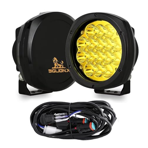 BIGLION.X 5 Inch Pair 160W Amber Round LED Offroad Lights 18800LM Amber Yellow OffRoad Lights Super Bright Amber Driving lights Fog Lights Waterproof IP68 Light Bar for Trucks Pickup 4x4 SUV ATV UTV - Image 1