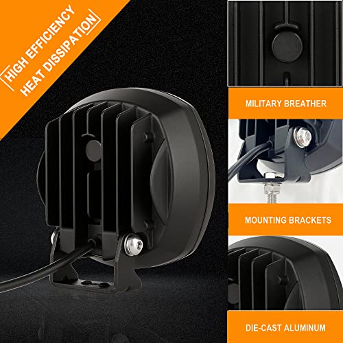 BIGLION.X 5 Inch Pair 160W Amber Round LED Offroad Lights 18800LM Amber Yellow OffRoad Lights Super Bright Amber Driving lights Fog Lights Waterproof IP68 Light Bar for Trucks Pickup 4x4 SUV ATV UTV - Image 5