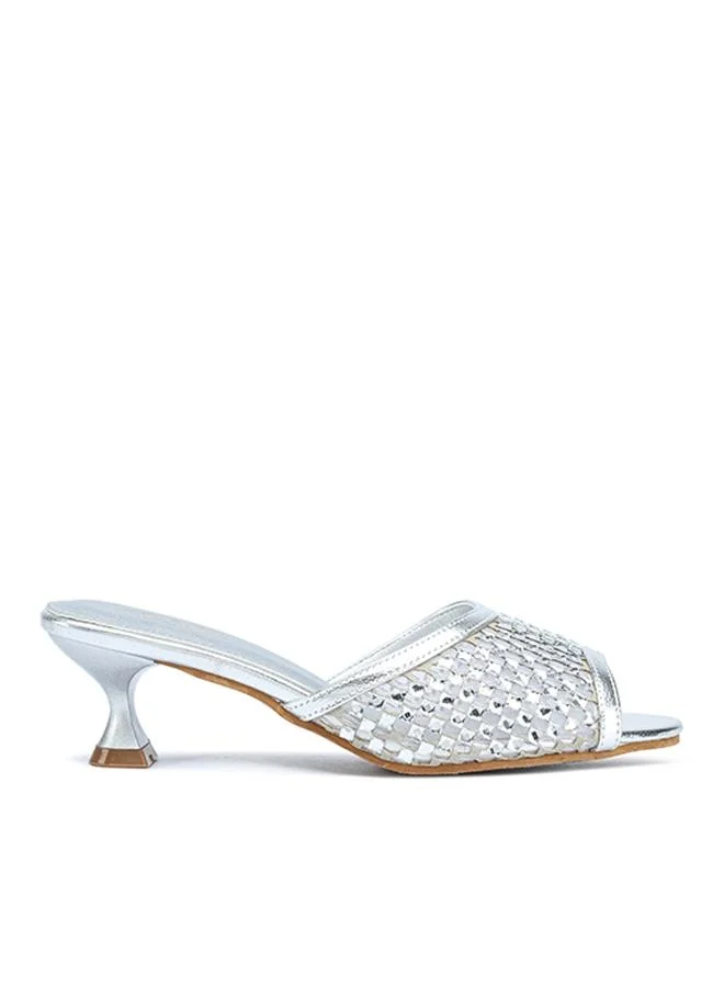 FYOR Stylish Lattice-Woven Crystal Kitten Heel MY 408