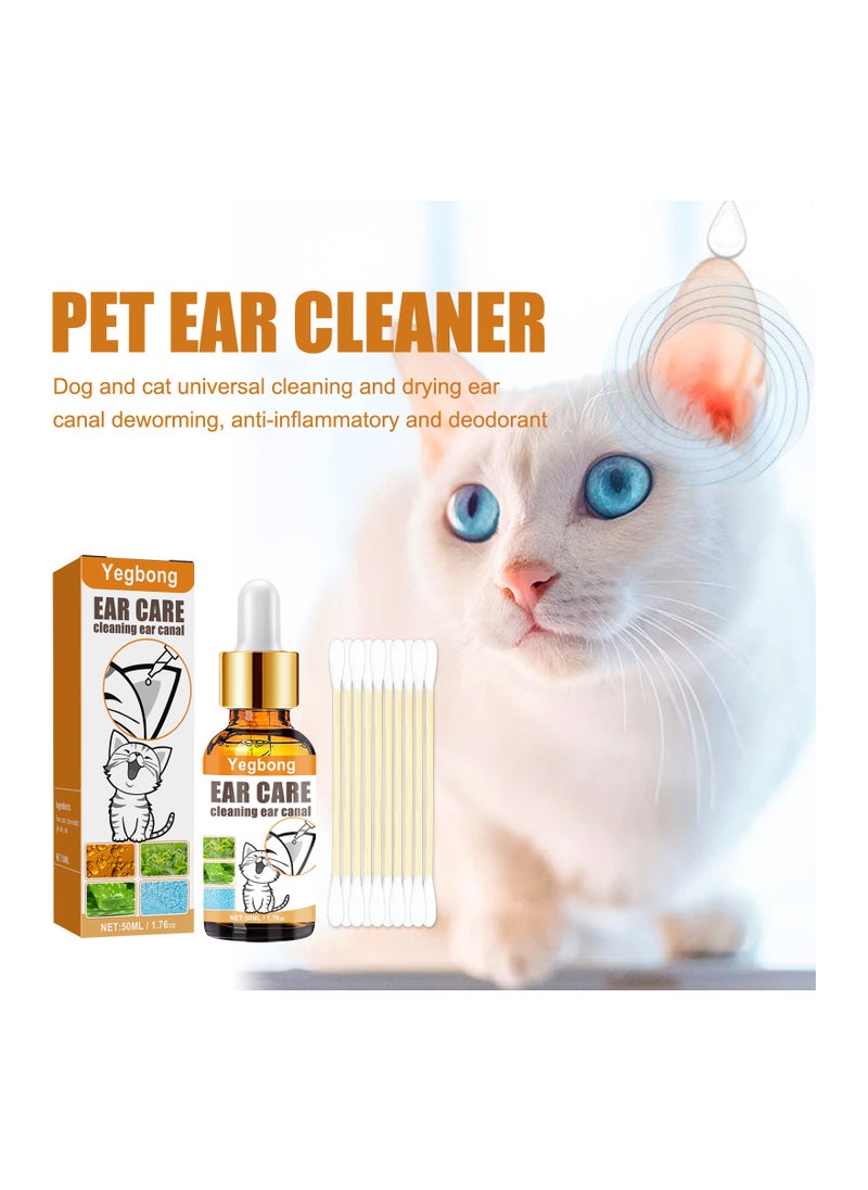 YEGBONG 50 ml Pet Ear Cleaning Liquid Swabs Cat & Dog Ear Cleaner Solution - Gentle & Effective Ear Care - for Daily Ear Cleaning  - Image 3